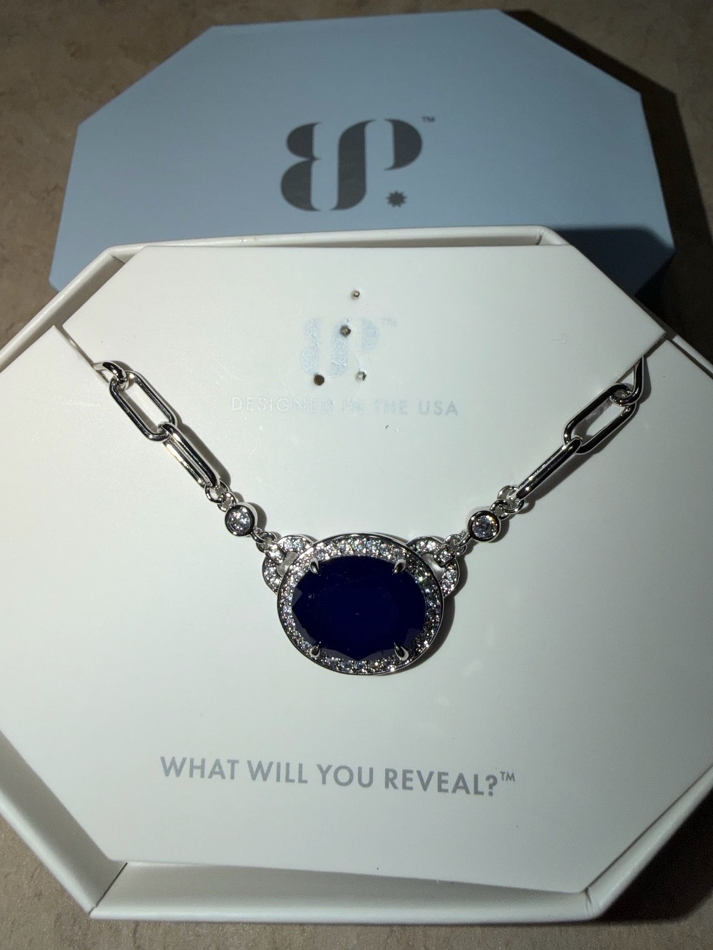Bomb Party Necklace-Wild Heart Unbroken Sapphire on Rhodium NK46054